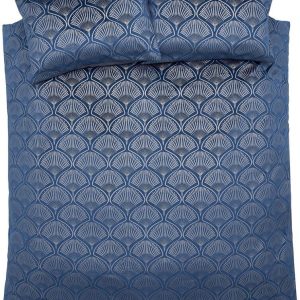 Modré povlečení na dvoulůžko/prodloužené 230x220 cm Art Deco Pearl – Catherine Lansfield