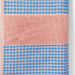 Modro-růžový froté ručník z Bio bavlny 50x100 cm Check – JUNA