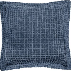 Modrý bavlněný dekorativní polštář Tiseco Home Studio Waffle