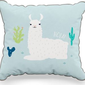Modrý dětský dekorativní polštář Pinio Llamas