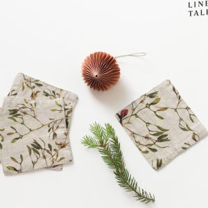 Podtácky s vánočním motivem v přírodní barvě v sadě 4 ks – Linen Tales