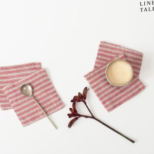 Podtácky v červeno-přírodní barvě v sadě 4 ks – Linen Tales