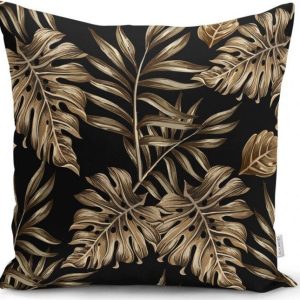Povlak na polštář Minimalist Cushion Covers Golden Leafes With Black BG