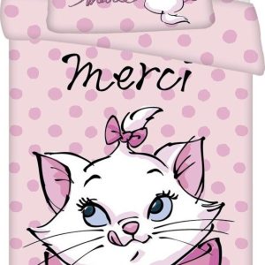 Růžové bavlněné dětské povlečení do postýlky 100x135 cm Marie Cat "Merci" – Jerry Fabrics