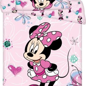 Růžové bavlněné dětské povlečení do postýlky 100x135 cm Minnie Flowers – Jerry Fabrics