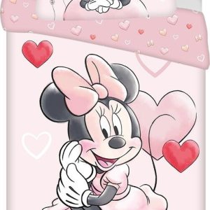 Růžové bavlněné dětské povlečení na jednolůžko 140x200 cm Minnie "Balloon" – Jerry Fabrics