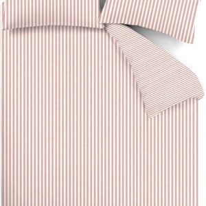 Růžové flanelové povlečení na dvoulůžko/prodloužené 230x220 cm Stripe – Catherine Lansfield