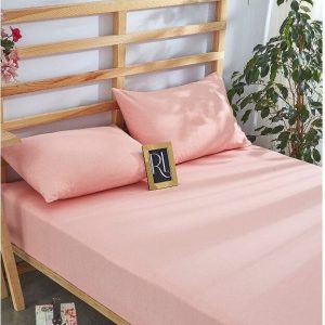 Růžové napínací bavlněné prostěradlo a povlak na polštář v sadě 180x200 cm – Mila Home