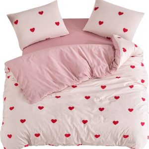 Růžové povlečení na jednolůžko/prodloužené s prostěradlem/3dílné 160x220 cm Red Heart – Mila Home