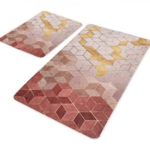 Růžové sametové koupelnové předložky v sadě 2 ks 60x100 cm – Mila Home