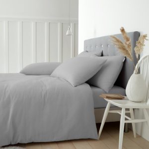 Šedé flanelové povlečení na dvoulůžko/prodloužené 230x220 cm Brushed – Catherine Lansfield
