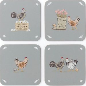 Šedé korkové podtácky v sadě 4 ks Hen House Lane – Cooksmart ®