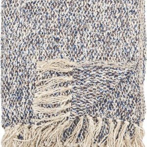 Šedomodrá deka s příměsí lnu 130x160 cm Ocean – Bloomingville