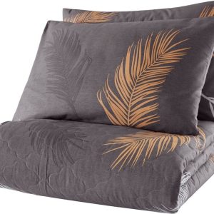 Šedý set přehozu a povlaku na polštář z bavlny Renforcé 200x220 cm Olivia – Mijolnir