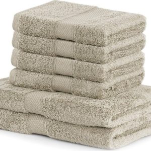 Set 2 béžových osušek a 4 ručníků DecoKing Bamby Beige