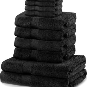 Set 8 černých ručníků a 2 osušek DecoKing Marina Black