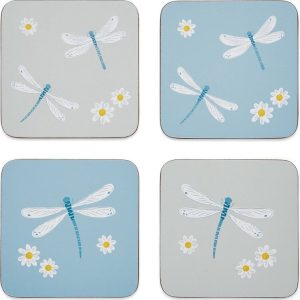 Světle modro-šedé korkové podtácky v sadě 4 ks English Meadow – Cooksmart ®