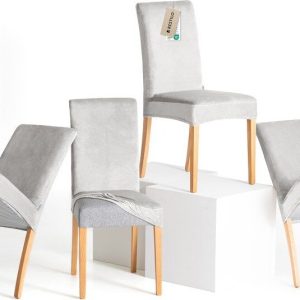 Světle šedé napínací potahy v sadě 4 ks na židli 48 cm Sento – Restilo