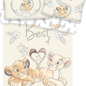 Světle žluté bavlněné dětské povlečení do postýlky 100x135 cm Lion King "Best Friends" – Jerry Fabrics