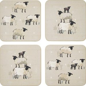 Taupe korkové podtácky v sadě 4 ks Highland Sheep – Cooksmart ®