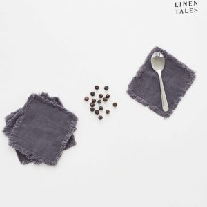 Tmavě šedé látkové podtácky v sadě 4 ks – Linen Tales