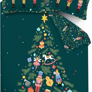 Tmavě zelené povlečení na dvoulůžko/prodloužené 230x220 cm Nutcracker – Catherine Lansfield