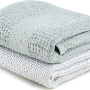 Vaflové ručníky v mentolové a šedé barvě v sadě 2 ks 40x60 cm Betty – Foutastic