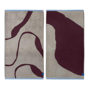 Vínové/šedobéžové froté ručníky v sadě 2 ks z bio bavlny 50x90 cm Nova Arte – Mette Ditmer Denmark