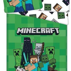 Zelené dětské povlečení na jednolůžko z mikrovlákna 140x200 cm Minecraft Block Stack – Jerry Fabrics