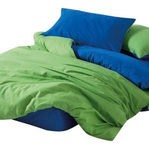 Zelené/modré povlečení na dvoulůžko/prodloužené z bavlny Renforcé s prostěradlem/4dílné 200x220 cm Sage – Mijolnir