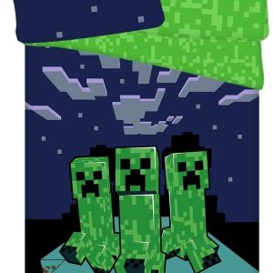 Zeleno-modré bavlněné dětské povlečení na jednolůžko 140x200 cm Minecraft "Sssleep Tight" – Jerry Fabrics