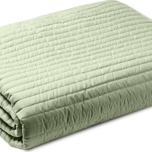Zelený prošívaný přehoz na dvoulůžko 220x230 cm Quilted Lines – Bianca