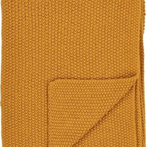 Žlutá pletená deka z recyklované bavlny 130x170 cm Santos – House Nordic