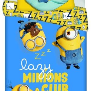 Žluté/modré bavlněné dětské povlečení na jednolůžko 140x200 cm Mimoni Lazy Club – Jerry Fabrics