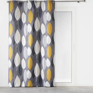 Žluto-šedý závěs 140x240 cm Leafy – douceur d'intérieur